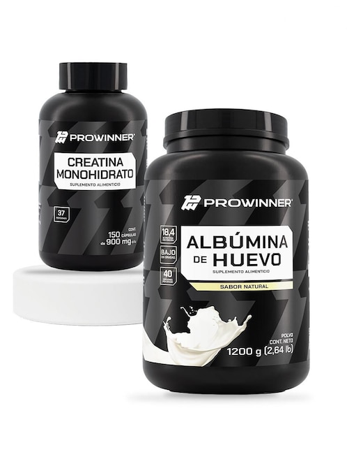 Set de suplementos alimenticios de creatina monohidrato y albúmina de huevo Prowinner