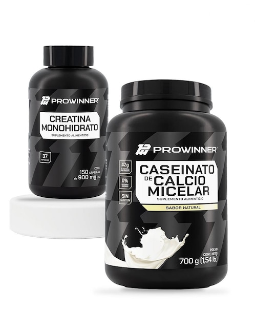 Set de suplementos alimenticios creatina monohidrato y caseinato de calcio micelar Prowinner