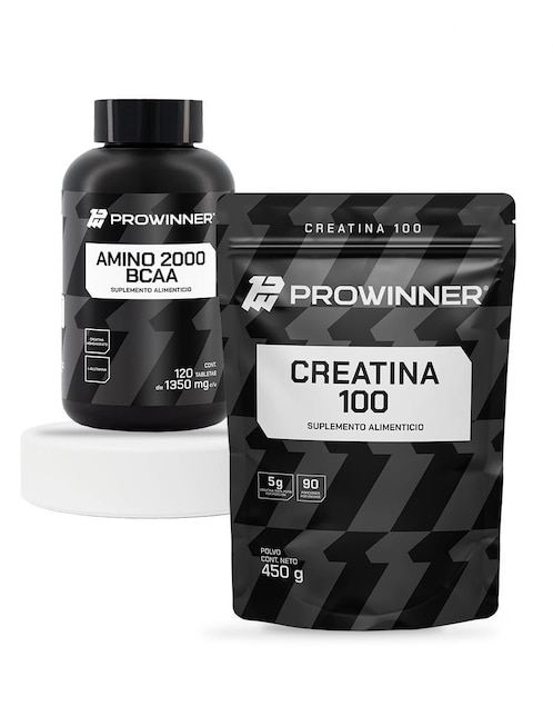 Set de suplementos de Amino 2000 BCAA y Creatina 100 en polvo Prowinner