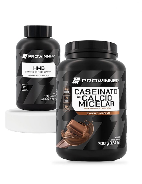 PROWINNER Set de suplementos alimenticios de hmb y caseinato de calcio micelar chocolate Prowinner
