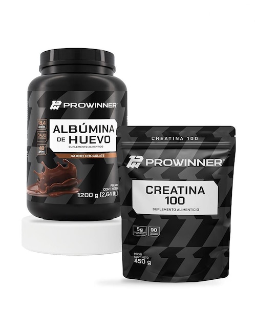 Set de suplementos alimenticios Albúmina de huevo chocolate y creatina 100 Prowinner