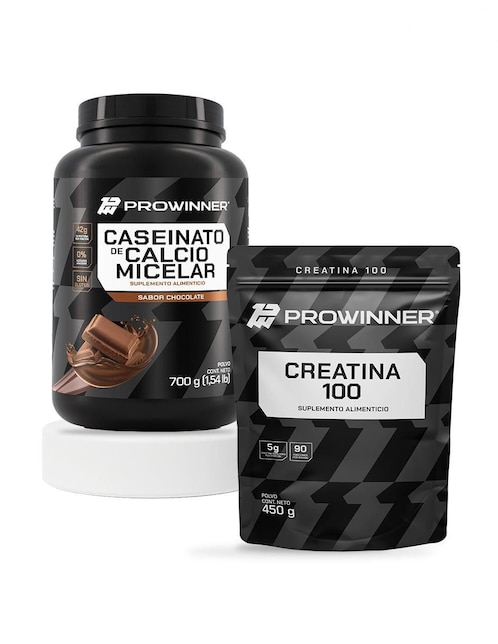 Set de suplementos alimenticios Caseinato de calcio micelar chocolate y creatina 100 Prowinner
