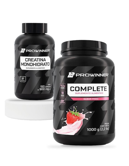 Set de suplementos alimenticios creatina monohidrato y complete fresa Prowinner