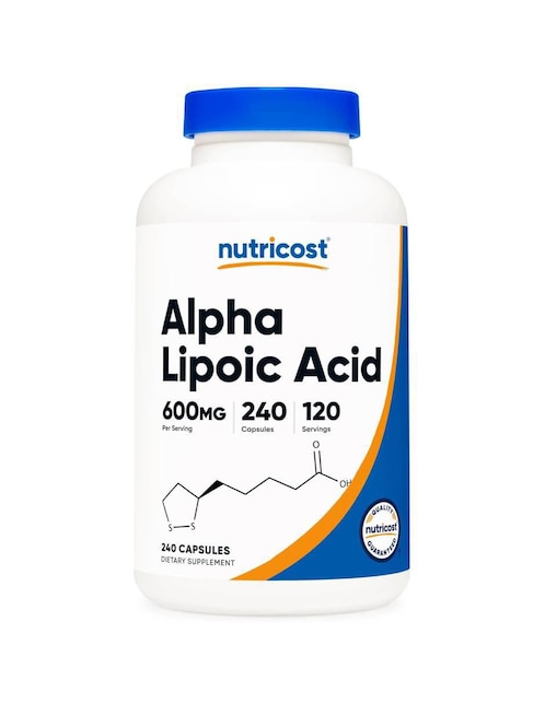 Alpha lipoic acid suplemento dietético antioxidante celular Nutricost con ácido alfa lipoico de 240 cápsulas