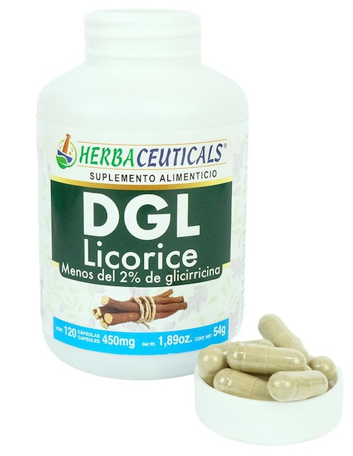 Suplemento alimenticio dgl licorice regaliz orgánico Herba Ceuticals con bayas de sauzgatillo (vitex agnus-castus) 120 cáp