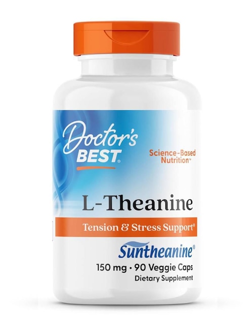 Doctor's best l-theanine 150 mg con suntheanine suplemento para relajación y bienestar mental 90 cápsulas Doctor's Best con l-teanina de 90 cáp