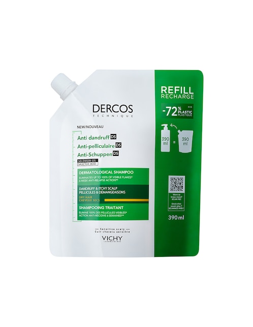 Shampoo anticaspa para cabello normal Dercos eco refil Vichy