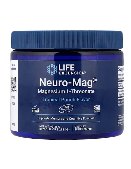 Neuro-Mag Life Extension con magnesio sabor original de 94 g