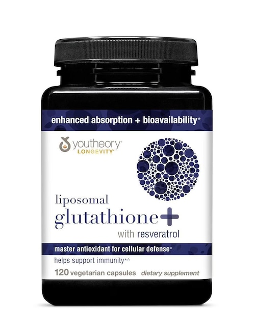 Liposomal glutatión+ con resveratrol Youtheory de 120 cápsulas