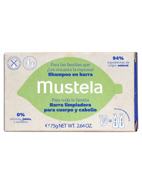 Shampoo sólido hidratante para cabello y cuerpo Mustela Bio 75 g