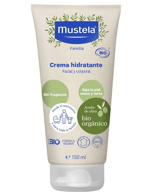 Crema para rostro y cuerpo recomendada para hidratar día y noche Mustela Bio para piel normal