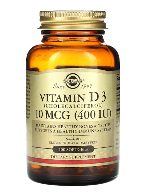 Vitamina D3 Solgar de 100 cápsulas