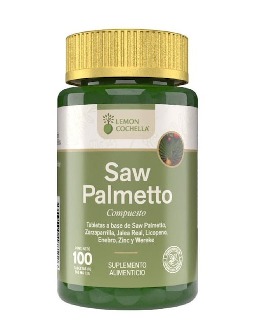 Saw palmetto Lemon Cochella con zarzaparilla, jalea real, licopeno, enebro, zinc y wereke de 100 tab