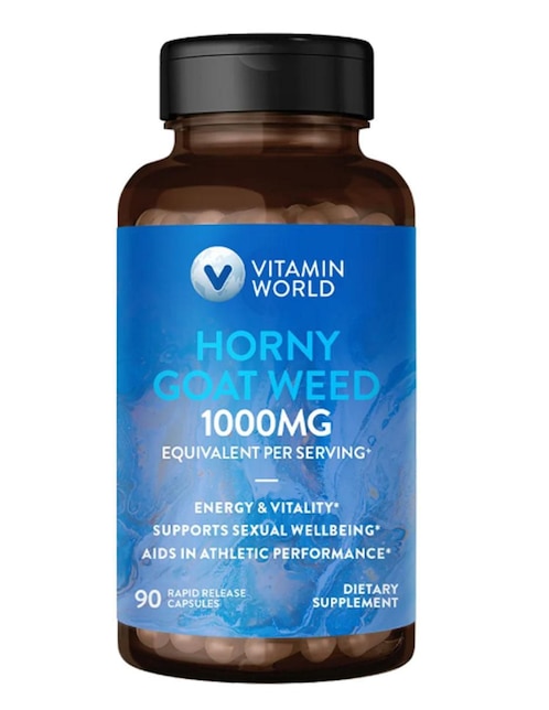 THE VITAMIN WORLD Hierba de cabra en celo Horny Goat Weed The Vitamin World con vitaminas y minerales 90 cápsulas