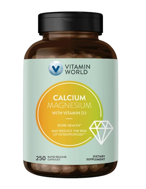 Calcio y magnesio con vitamina D3 The Vitamin World de 250 cápsulas