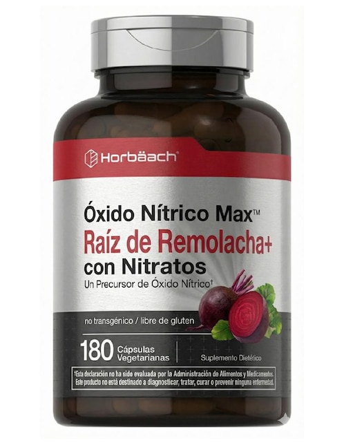 Óxido Nítrico Max con nitratos Horbaach con betabel de 180 cápsulas