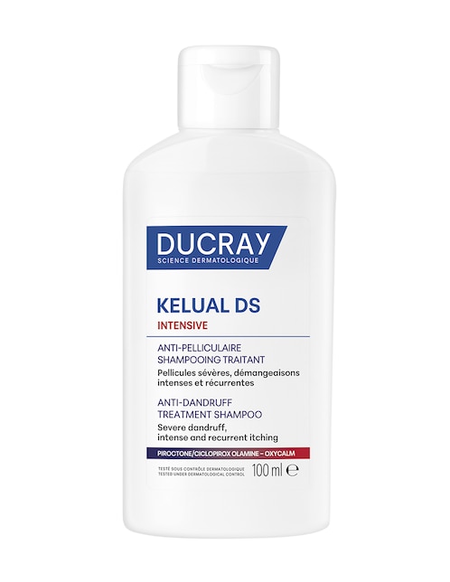 Shampoo anticaspa para cabello graso Kelual ds intensive para caspa severa, ardor y comezón intensa con tecnología antifúngica reforzada Ducray 100 ml 1