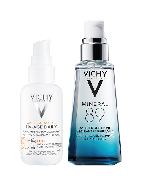 Kit de protector solar FPS 50+ UV Age Daily + Mineral 89 Booster Vichy Capital Soleil