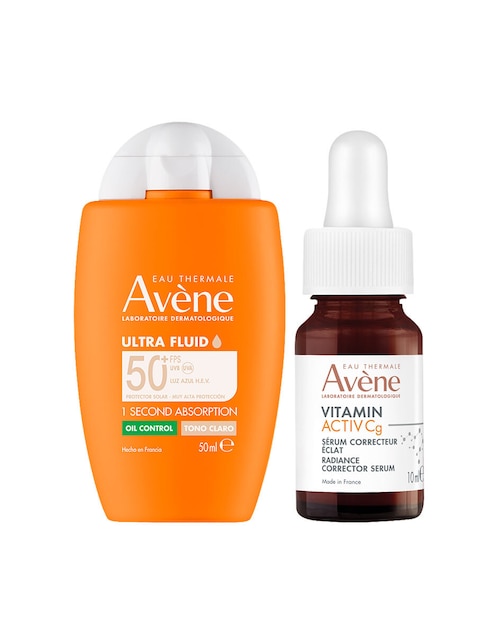 Protector solar FPS 50+ ultra fluido oil control + mini suero vitamin Cg Avène 60 ml