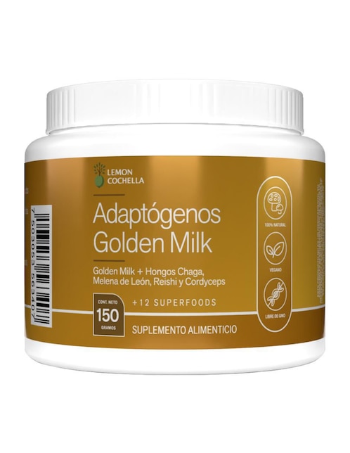 Adaptógenos Golden Milk Lemon Cochella con hongos chaga, melena de león, reishi y cordyceps sabor original de 150 g