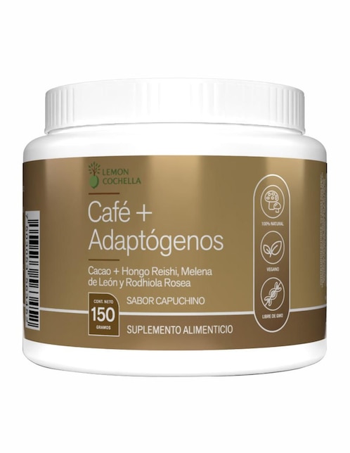 Café + adaptógenos Lemon Cochella con hongo reishi, melena de león y rodhiola rosea sabor capuccino de 150 g