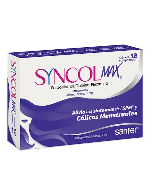 Comprimidos para aliviar sintomas del SPM y cólicos menstruales Syncol Max