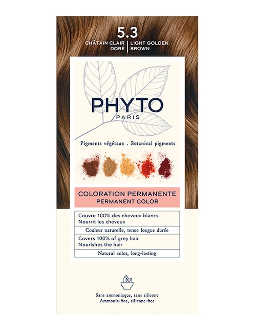 Tinte para cabello Phyto tono 5.3 castaño claro dorado