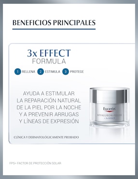 Crema facial recomendada para reafirmar de noche Hyaluron-Filler Eucerin todo tipo piel