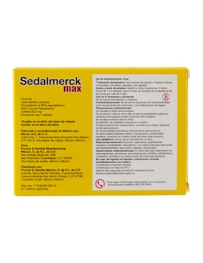 Tabletas para dolor de cabeza y migrañas Sedalmerck max