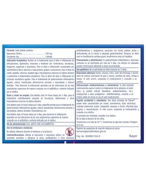 Tabletas para desinflamar y aliviar dolores intensos Flanax 550