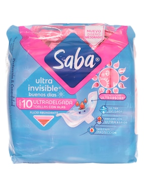 Toallas femeninas Saba con alas 10 piezas