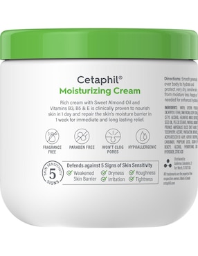 Crema para cuerpo recomendada para hidratar día y noche Cetaphil para piel seca y sensible