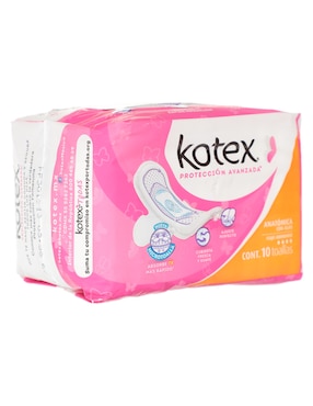 Toallas femeninas Kotex con alas 10 piezas