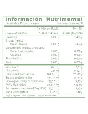 JUSTFX 90 CAPS Olnatura con glucosamina de 90 cápsulas