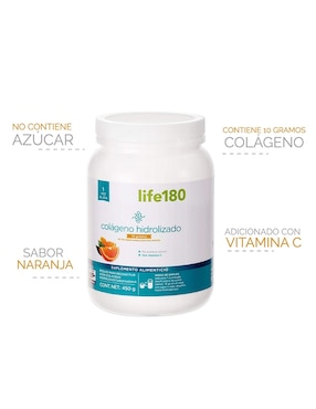 Colágeno hidrolizado Life 180 sabor naranja de 450 g