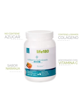 Colágeno hidrolizado Life 180 sabor naranja de 450 g