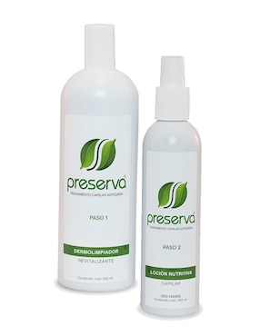 Set tratamiento capilar anticaída Preserva dermolimpiador + loción nutritiva capilar dermolimpiador revitalizante 500 ml y loción nutritiva capilar 250 ml