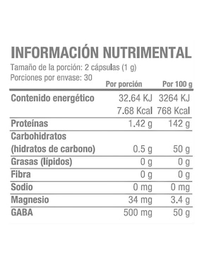 Suplemento alimenticio gaba y magnesio Life 180 de 60 cápsulas