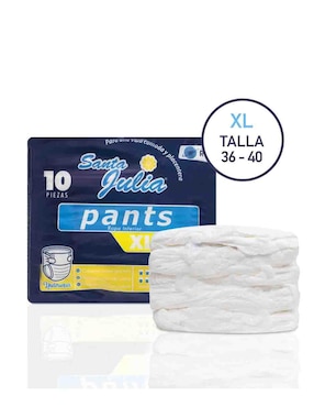 Pañales tipo calzón para adulto Santa Julia 10 piezas