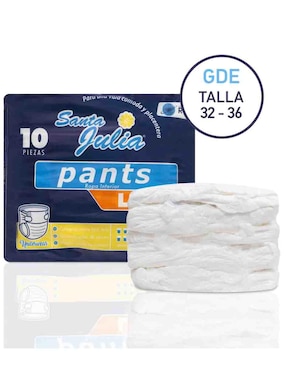 Pañales tipo calzón para adulto Santa Julia 10 piezas