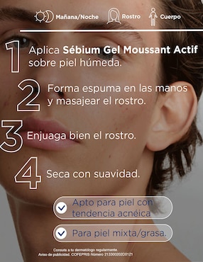 Limpiador facial Sébium Gel Moussant Actif Bioderma para purificar