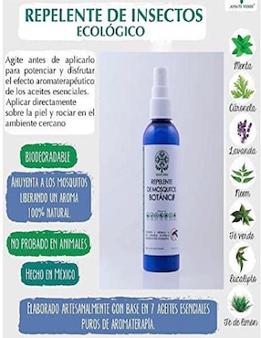 Repelente de mosquitos botánico Amate Verde 125 ml
