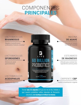 Suplemento Alimenticio Probióticos y Prebióticos B Life 60 Billion