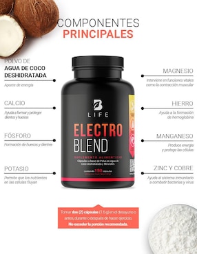 Suplemento Alimenticio B Life Electrolitos con Polvo de Agua de Coco