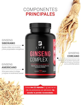 Suplemento Alimenticio B Life Ginseng de Tres Fuentes Premium