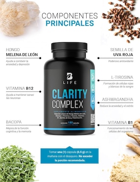 Suplemento Alimenticio B Life Nootrópico de Concentración claridad Mental