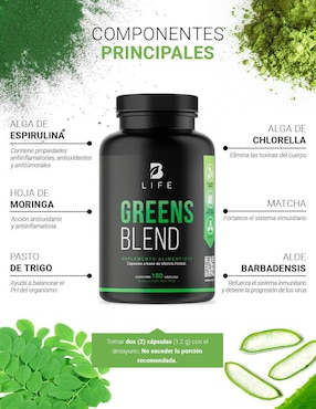 Suplemento Alimenticio B Life Greens Blend Espirulina Moringa