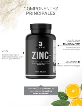 Suplemento Alimenticio B Life Zinc con Colágeno