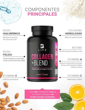 Suplemento alimenticio Collagen +Blend B Life cápsulas