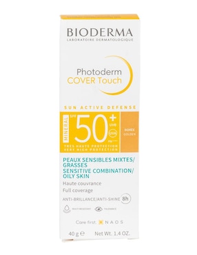 Protector solar FPS 50 photoderm cover touch tono dorado Bioderma defense 40 g